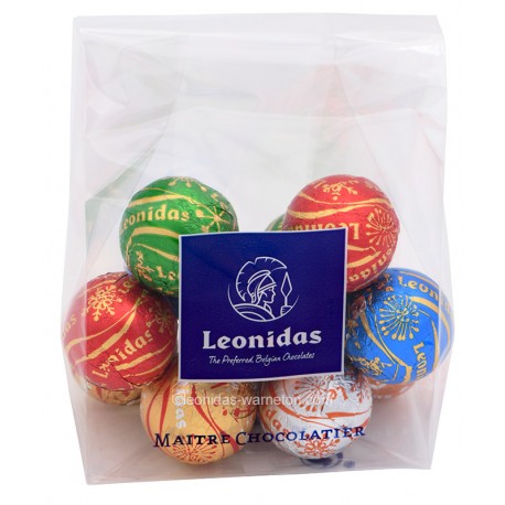 Leonidas - Sachet de 12 Boules de Noël en chocolat noir, lait, blanc assortis - Leonidas Warneton (B)